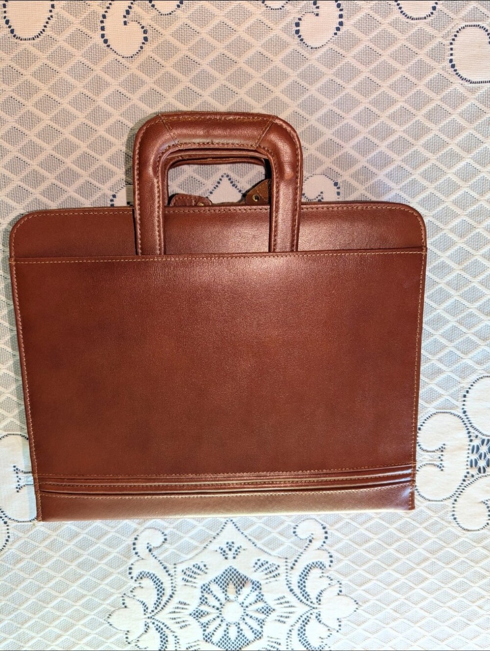 Stebco 3 Ring Binder Briefcase Leather Retractable Handle Brown Organizer - Picture 11 of 13